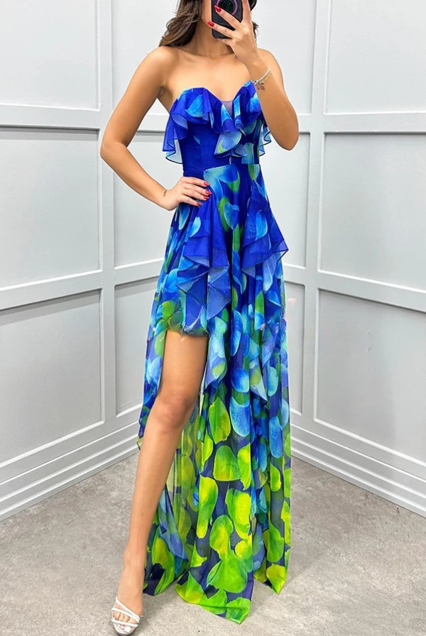 Rufle - Luxe Layered Slit Dress