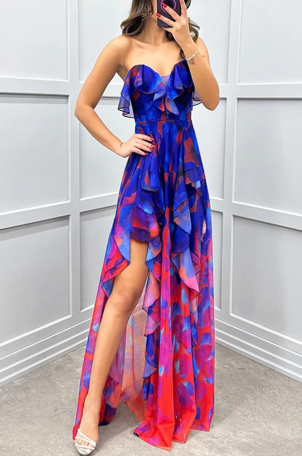 Rufle - Luxe Layered Slit Dress