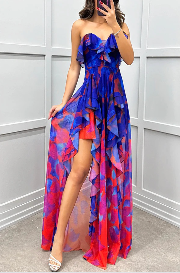 Rufle - Luxe Layered Slit Dress