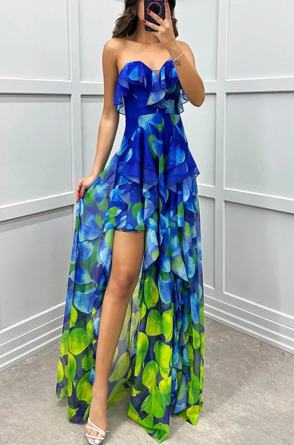 Rufle - Luxe Layered Slit Dress