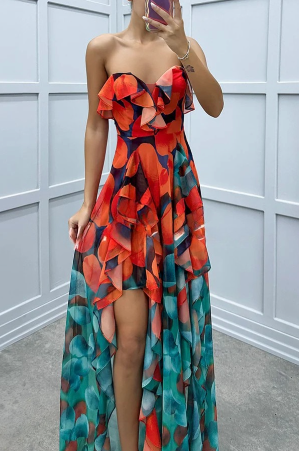 Rufle - Luxe Layered Slit Dress