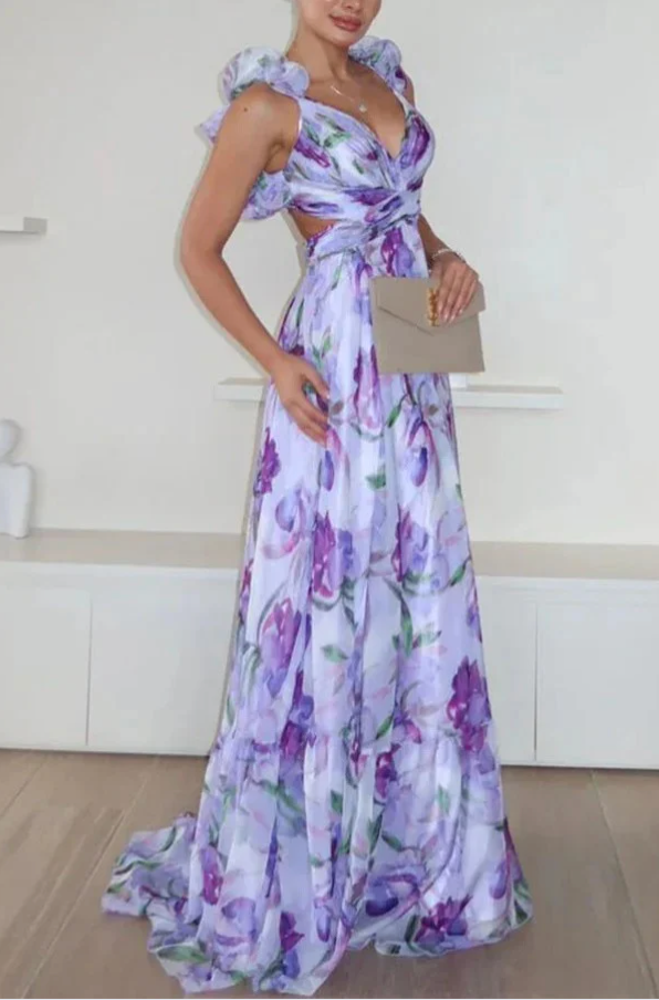 Grace - Floral Ruffle Pleated Dress