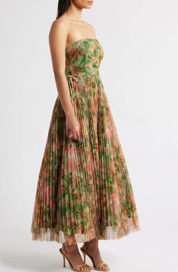 Pinocola - Pleated Mesh Maxi Dress