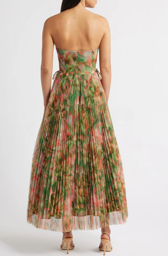 Pinocola - Pleated Mesh Maxi Dress