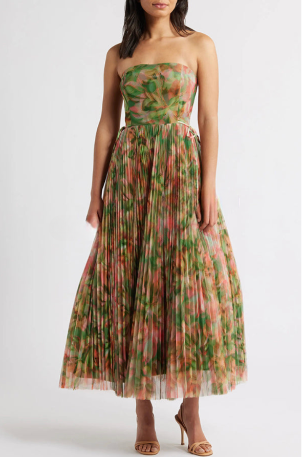 Pinocola - Pleated Mesh Maxi Dress