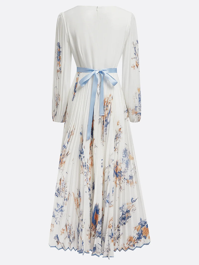 Siena - Pleated Chiffon Floral Dress