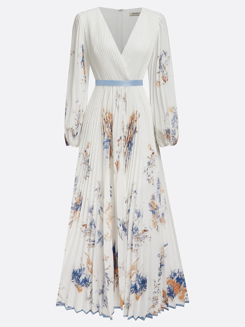 Siena - Pleated Chiffon Floral Dress
