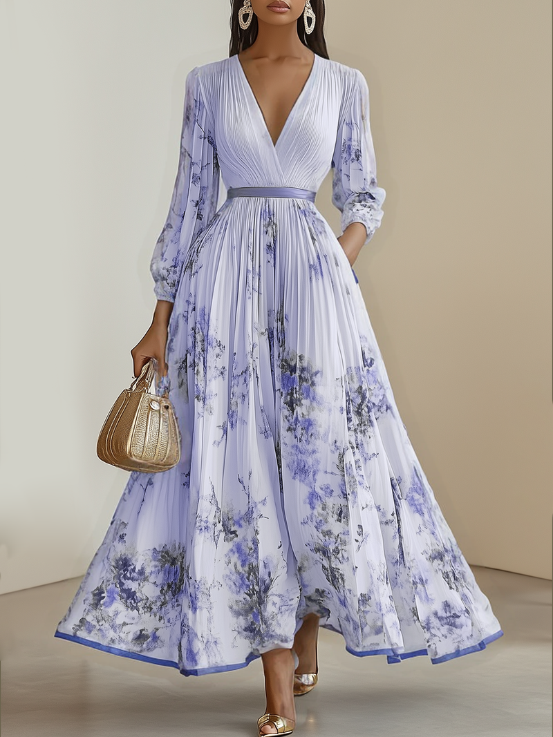 Siena - Pleated Chiffon Floral Dress