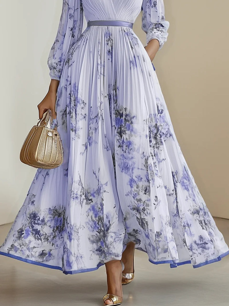 Siena - Pleated Chiffon Floral Dress