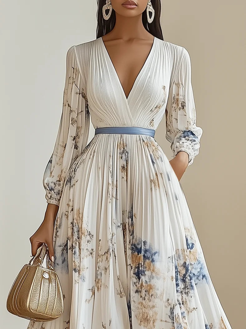 Siena - Pleated Chiffon Floral Dress