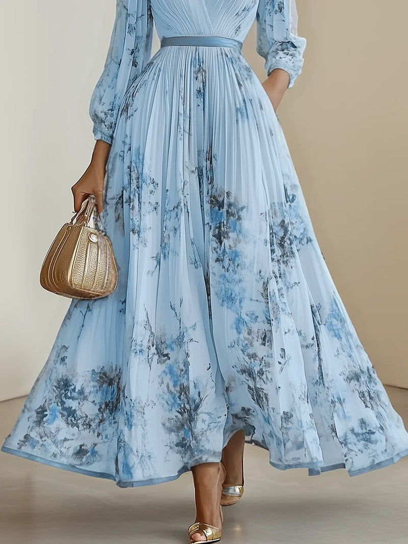Siena - Pleated Chiffon Floral Dress
