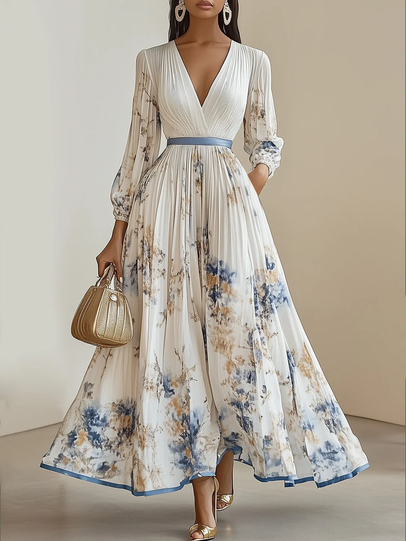 Siena - Pleated Chiffon Floral Dress