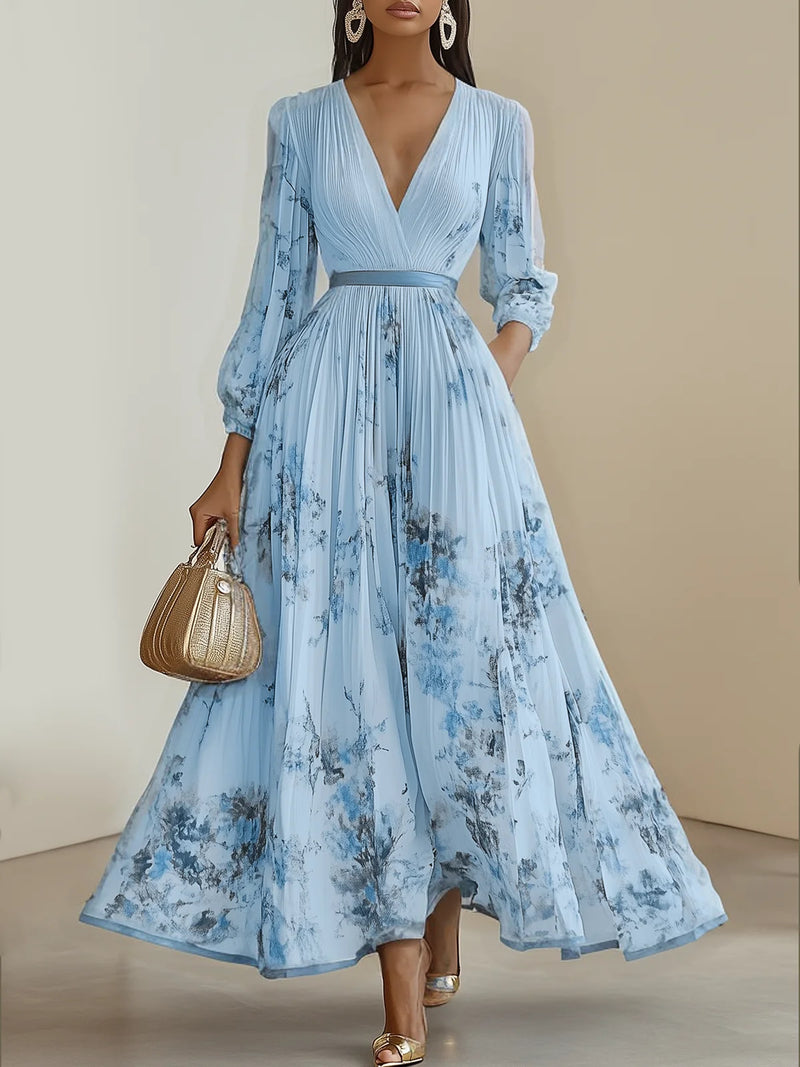 Siena - Pleated Chiffon Floral Dress