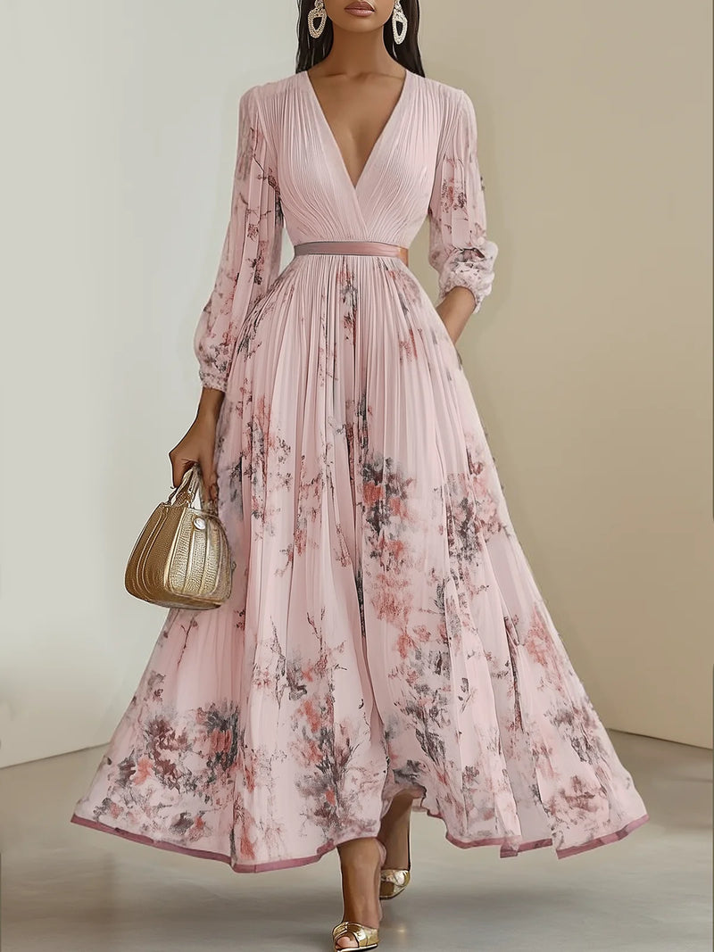 Siena - Pleated Chiffon Floral Dress