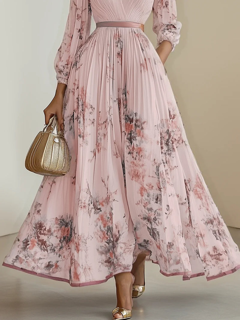 Siena - Pleated Chiffon Floral Dress