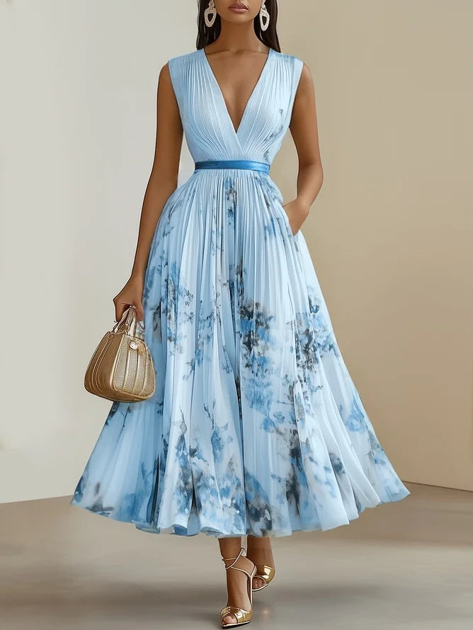 Sienna - Pleated Floral Chiffon Dress