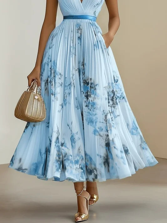 Sienna - Pleated Floral Chiffon Dress