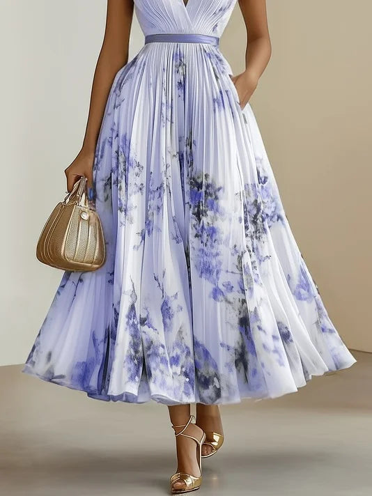 Sienna - Pleated Floral Chiffon Dress
