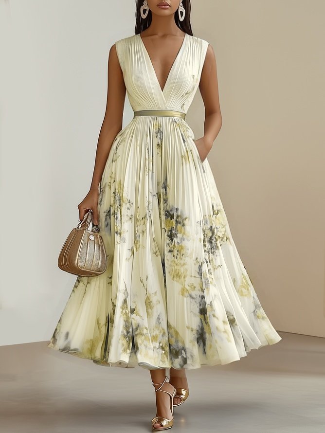 Sienna - Pleated Floral Chiffon Dress