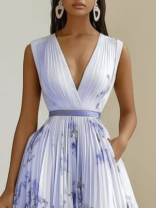 Sienna - Pleated Floral Chiffon Dress