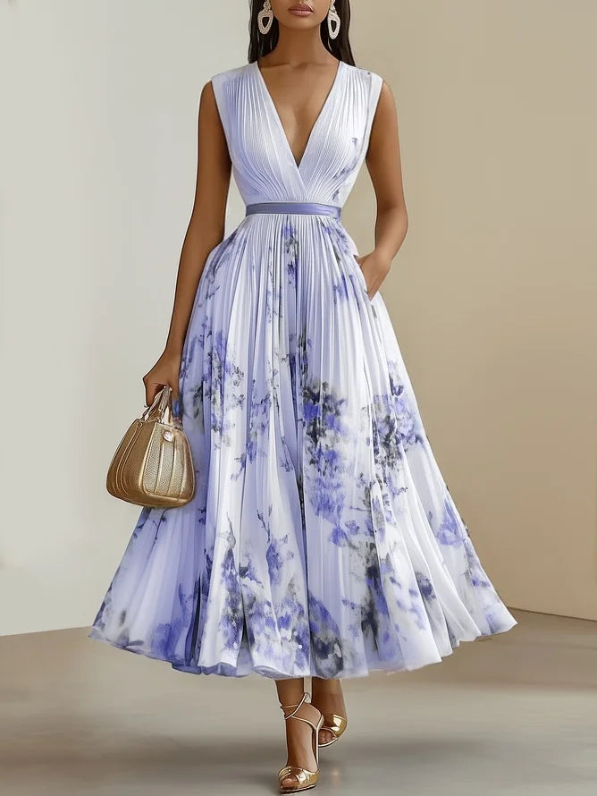 Sienna - Pleated Floral Chiffon Dress