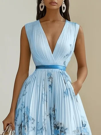 Sienna - Pleated Floral Chiffon Dress