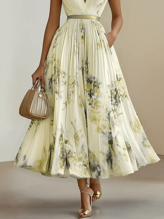 Sienna - Pleated Floral Chiffon Dress