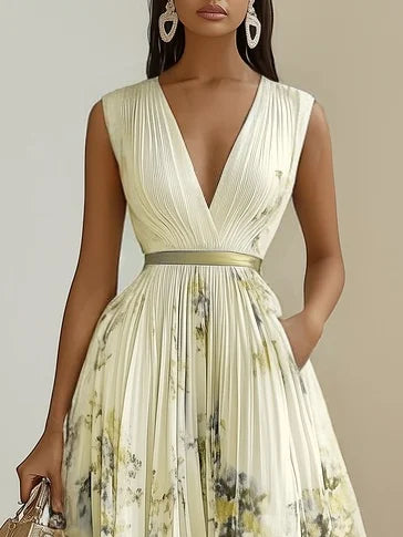 Sienna - Pleated Floral Chiffon Dress