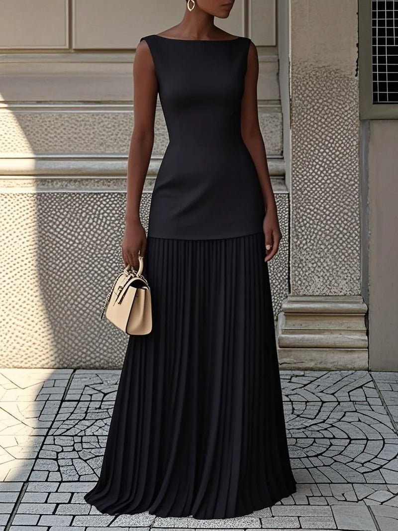 Vayla - Boat Neck Sleeveless Dress