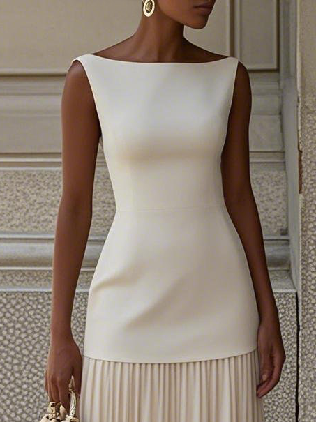 Vayla - Boat Neck Sleeveless Dress