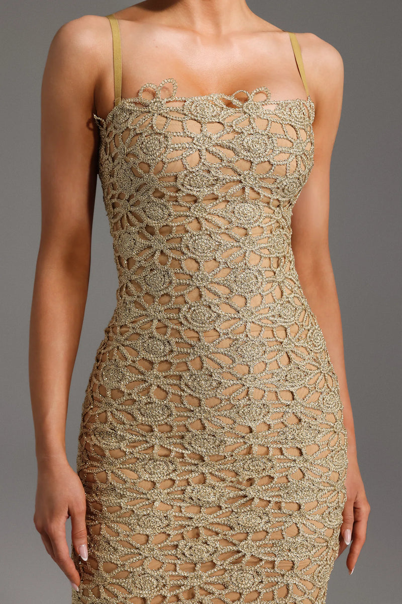 Velina - Hollow Out Slit Midi Dress