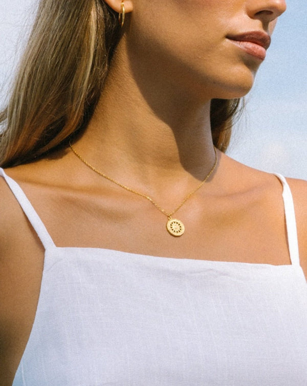 Soleil Gold Boho Sun Pendant Necklace