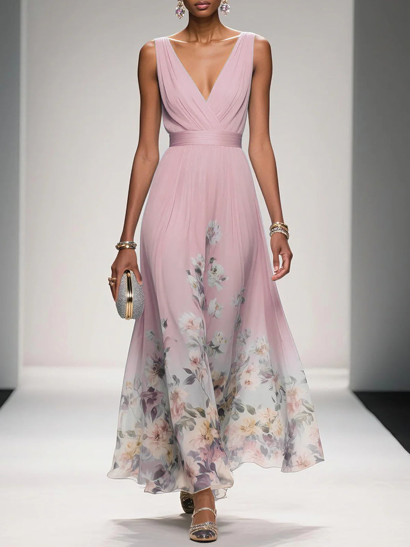 Zarae - V Neck Sleeveless Maxi Dress