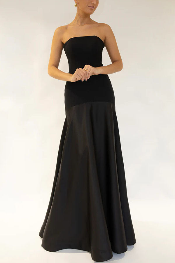 Elena - Satin Patchwork Flare Maxi Dress