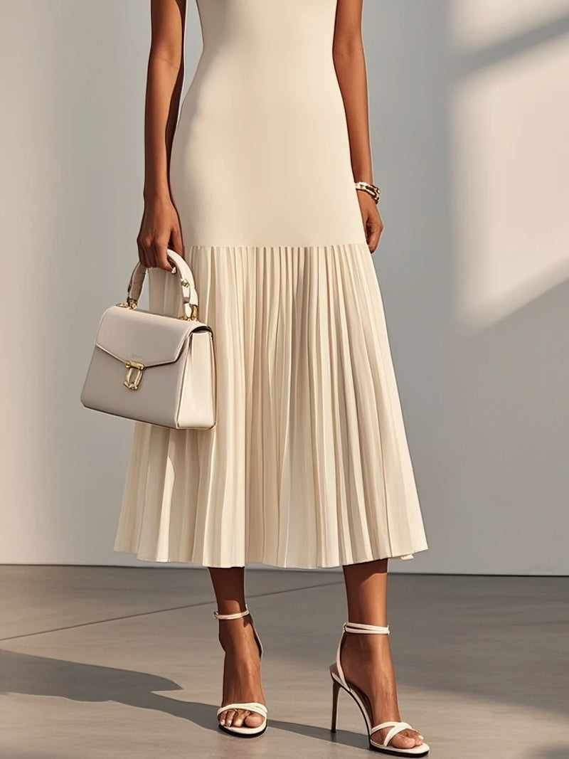 Beallisa - Pleated Knit Crew Dress