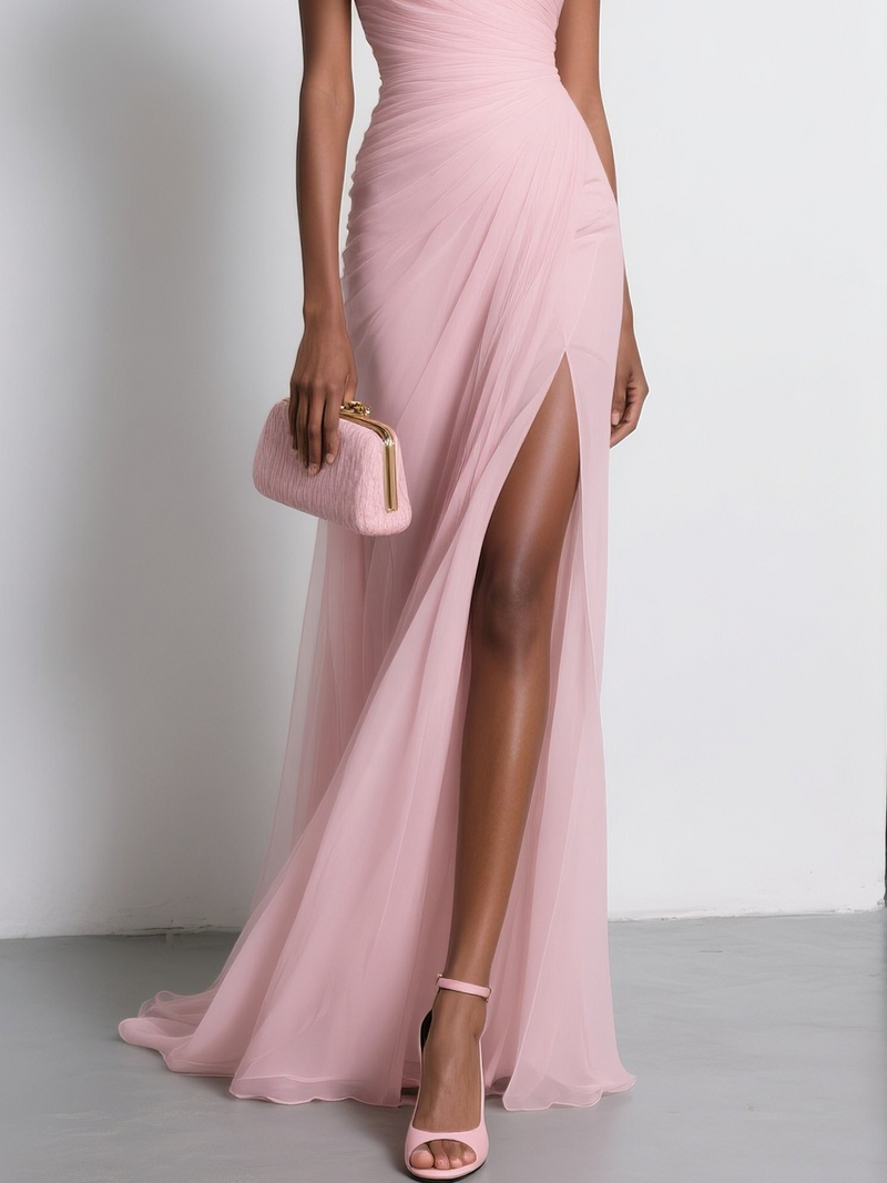 Diva - Chiffon Floral Slit  Dress