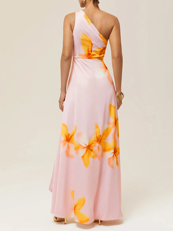 Ivy - Pink Floral Slit Gown