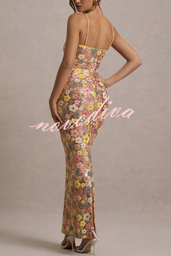 Flora - Sequin Square Maxi Dress