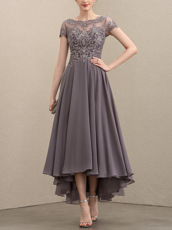 Amy -  Chiffon Lace Elegant Dress