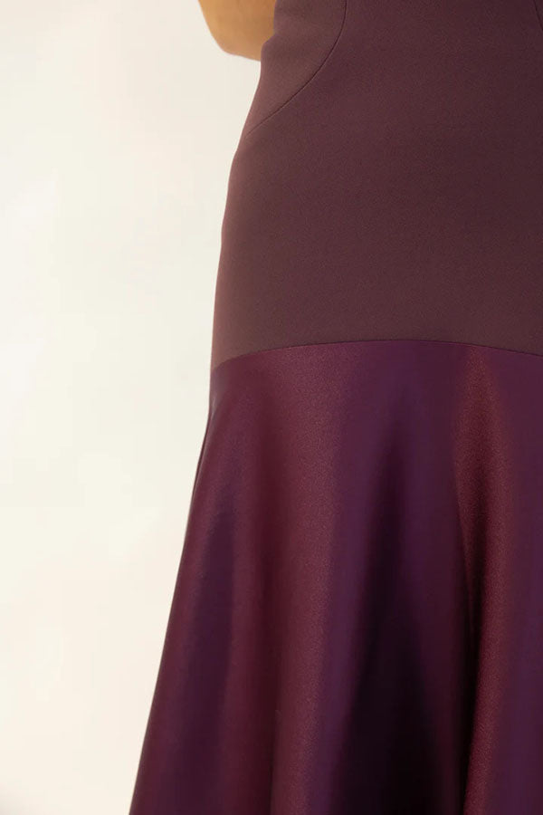 Elena - Satin Patchwork Flare Maxi Dress