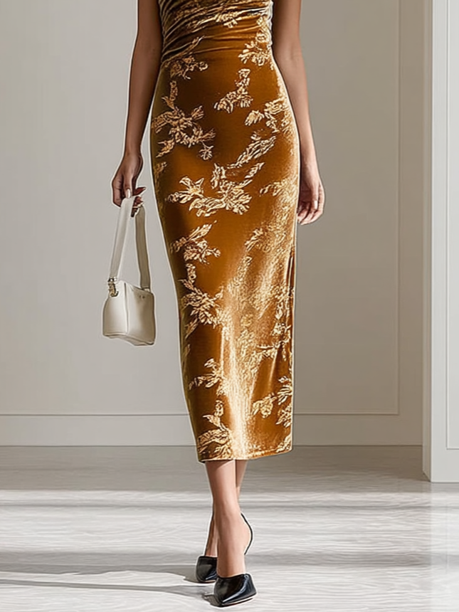 Chiara - Jacquard Velvet Midi Dress