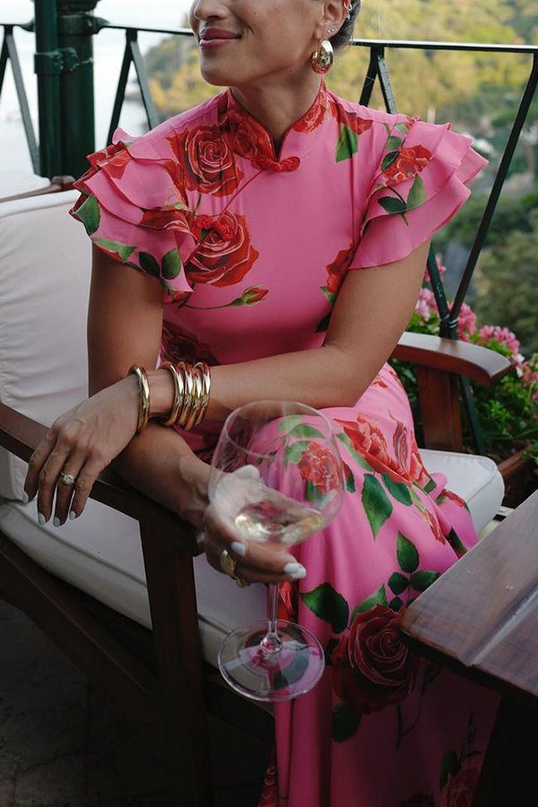 Rosie - Cheongsam Rose Print Dress
