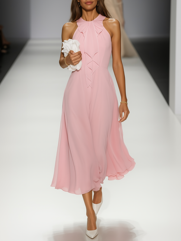 Rosie - Bow Peplum Midi Dress