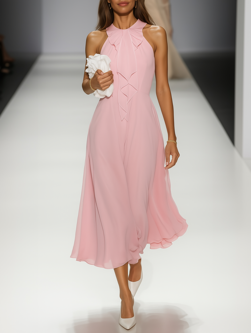 Rosie - Bow Peplum Midi Dress