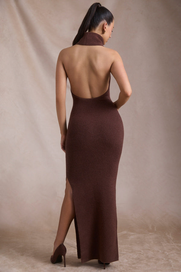Lola - Knit Turtleneck Backless Dress