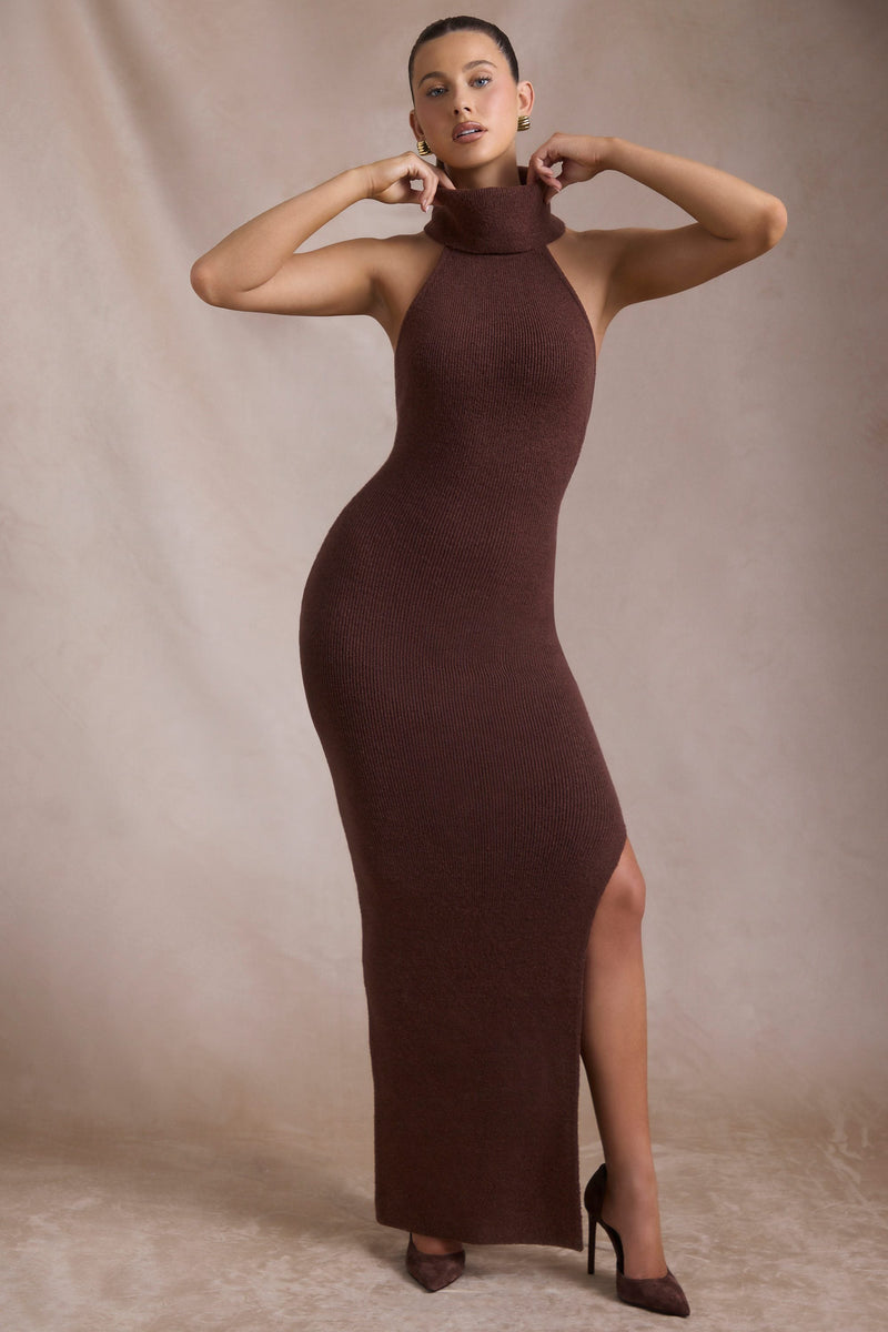 Lola - Knit Turtleneck Backless Dress