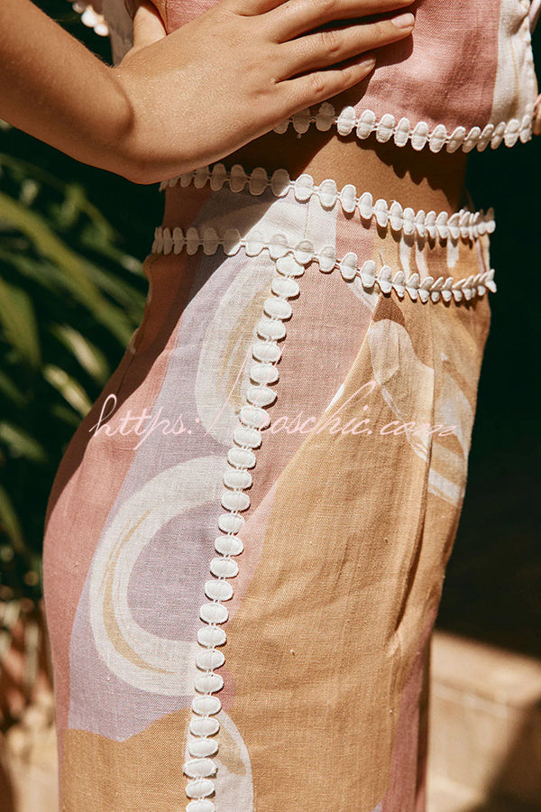 Elowen - Linen Unique Print Bottom Set