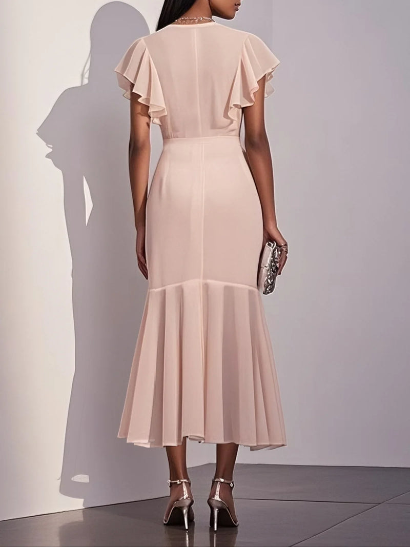 Orielle - Shirred Ruched Chiffon Dress
