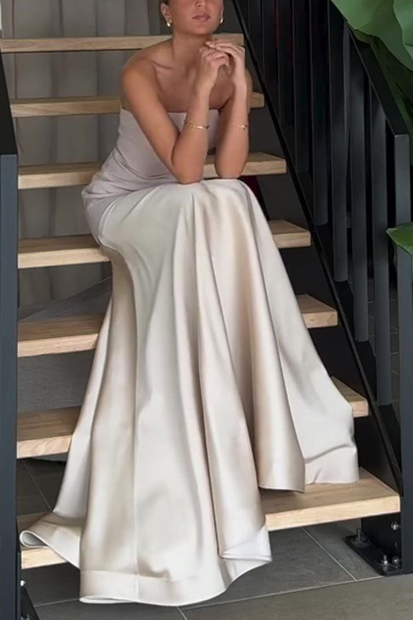 Elena - Satin Patchwork Flare Maxi Dress
