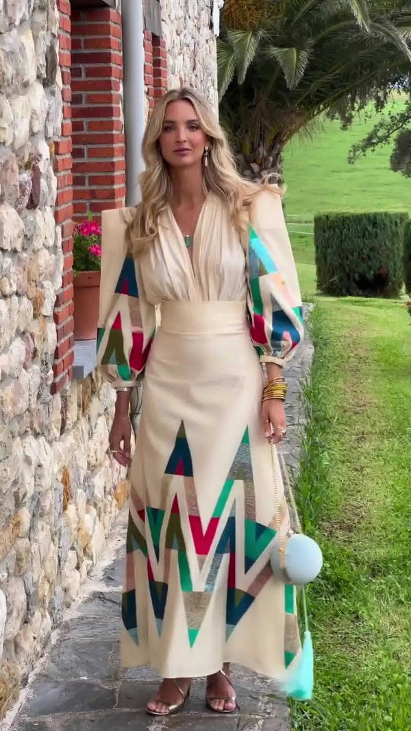 Eleni - Printed V-Neck Dress Set